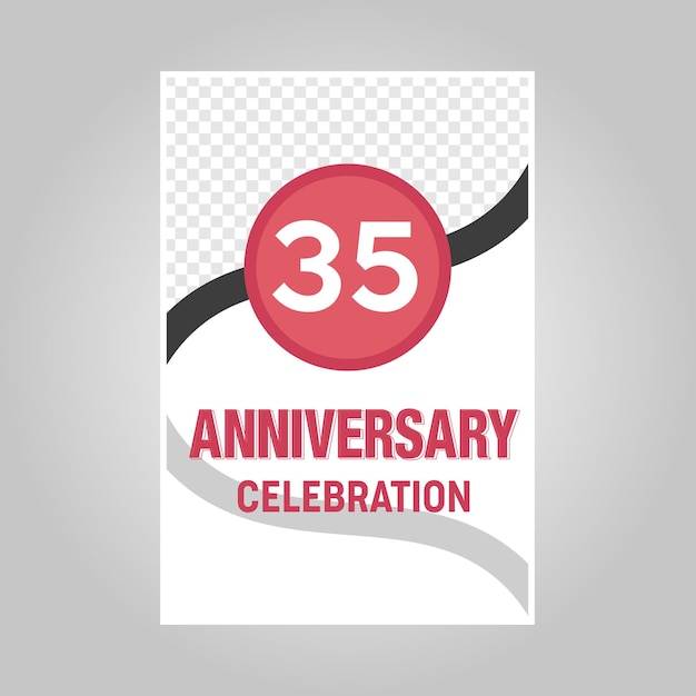 Vector celebration of 35th years anniversary vector invitation card template .