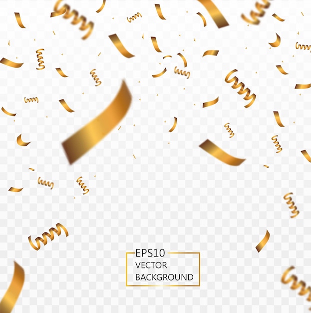 Celebration background party decoration frame template with gold confetti Isolated on white transparent background Vector Illustration eps 10