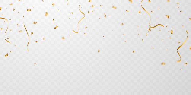 Celebration background template with confetti and gold ribbons. luxury greeting rich card.