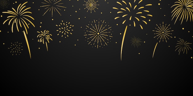 Celebration background template with fireworks gold. luxury greeting rich card.