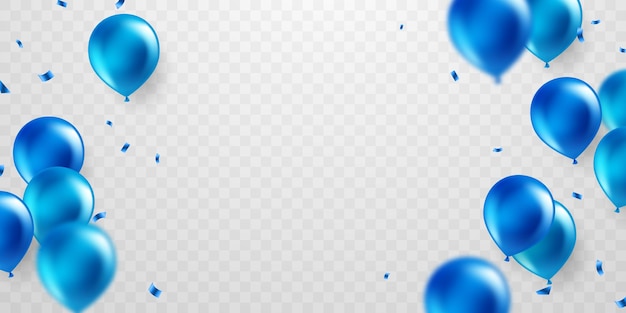 Celebration background with beautifully arranged blue balloons 3DVector illustration design