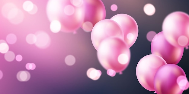 Celebration background with beautifully arranged pink balloons 3DVector illustration design