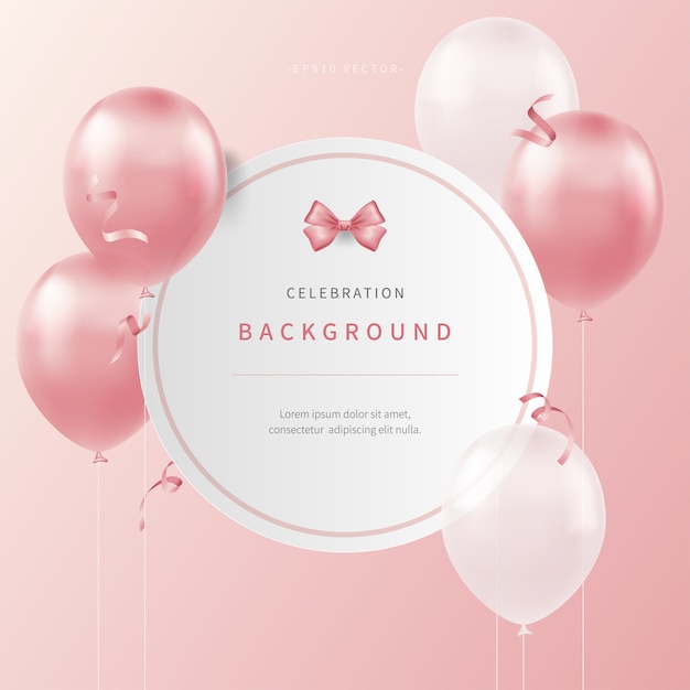 celebration background with soft colored realistic balloons