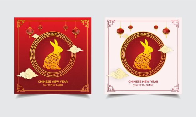 Celebration of chinese new year design Stories Collection Year of the rabbit design template vector