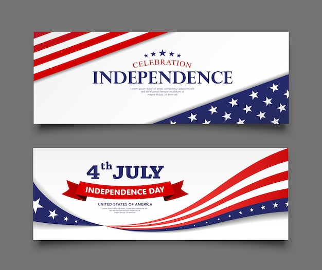 Vector celebration flag of america independence day banners collections design red and blue background