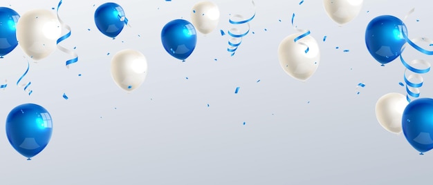 Celebration party banner with Blue color balloons background