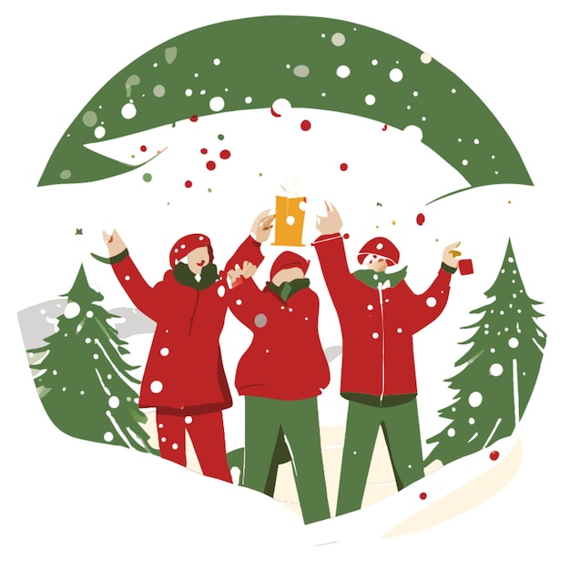 Vector celebration in the snow vector illustration flat 2