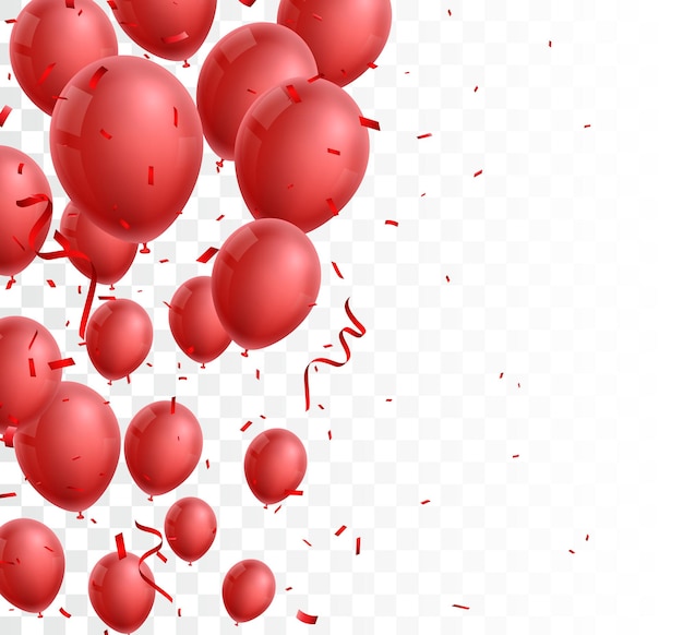 celebration with red balloon and confetti