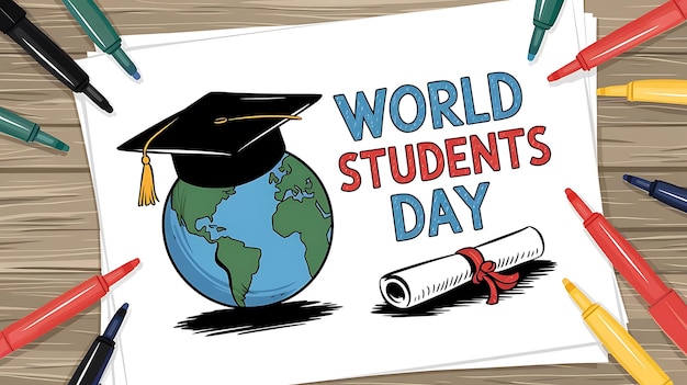 Vector celebration of world students day poster vector image illustration