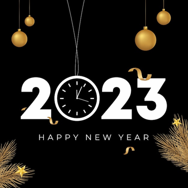 Celebrative Happy new year 2023 luxury banner template