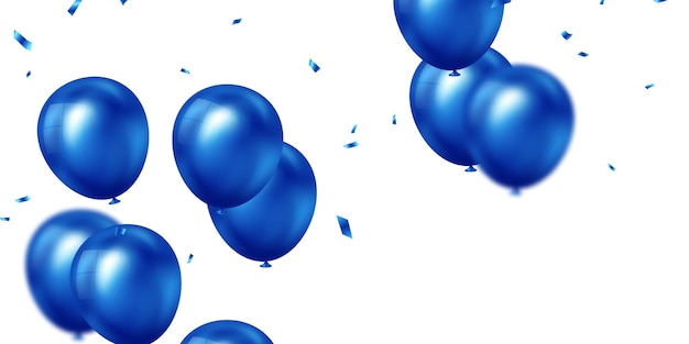 Celebratory background with beautifully arranged blue balloons Vector 3D illustration design