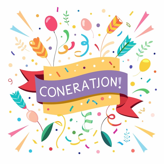 Vector celebratory congratulations illustration festive and colorful party banner design