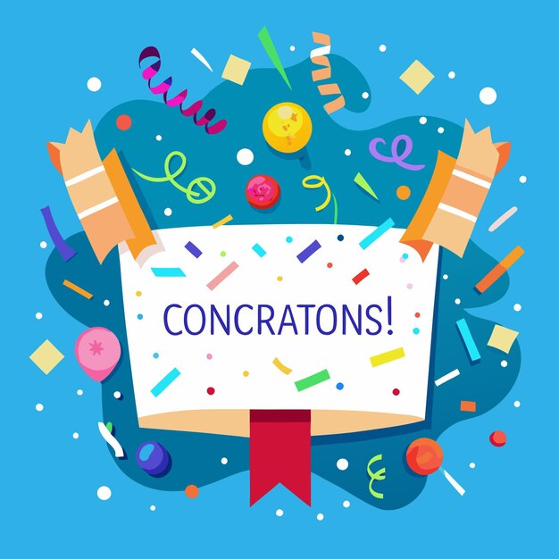 Celebratory Congratulations Illustration Festive and Colorful Party Banner Design