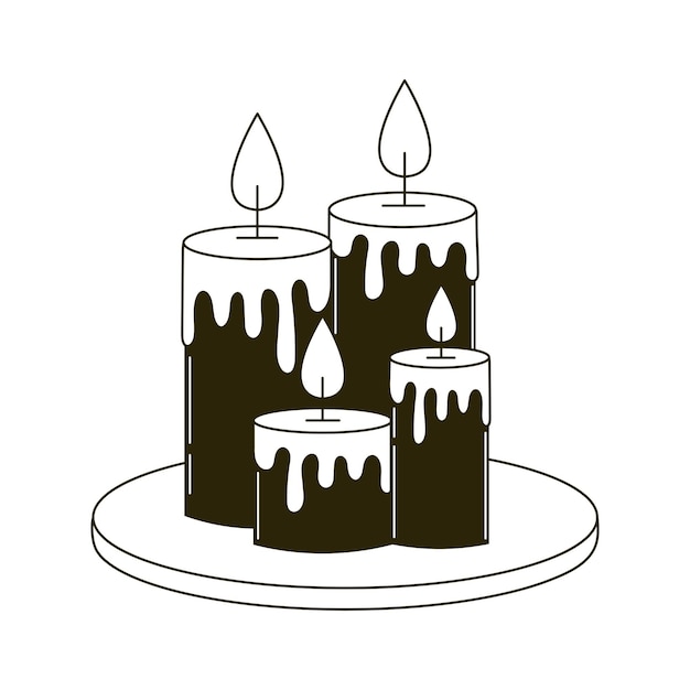 Celestial candles vector flat illustration Celestial magic outline element