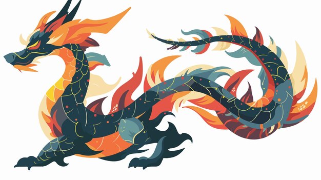 Vector celestial dragon flat vector isolated on white background