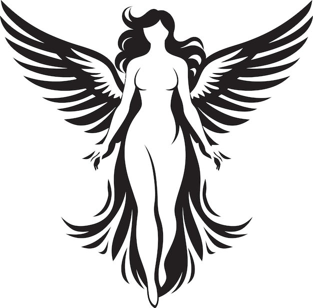 Celestial Grace Angel Wings Emblematic Icon Divine Serenity Black Angel Logo Design