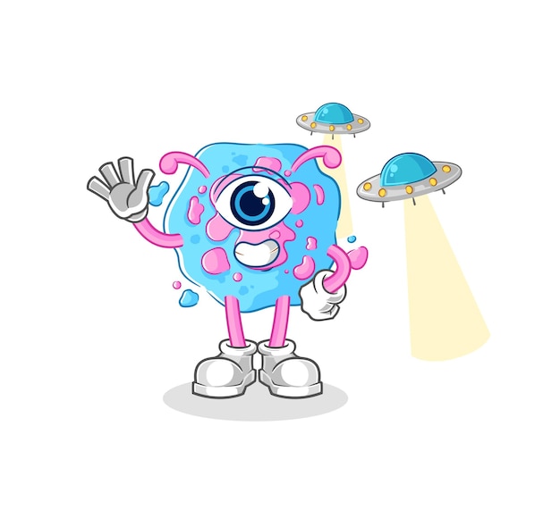 Cell alien cartoon mascot vector