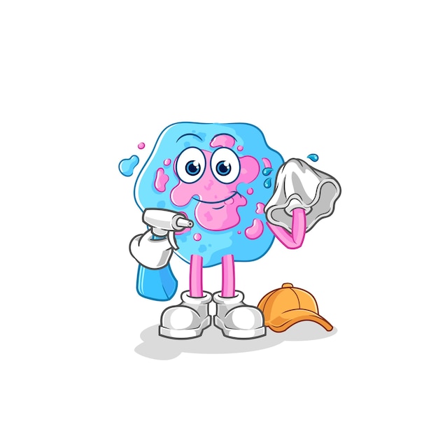 Cell cleaner vector cartoon character