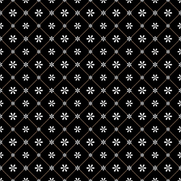 Cell grid with diagonal lines and flowers seamless background pattern