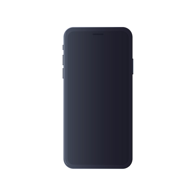 Cell phone concept in dark color, with empty blank screen, isolated. 