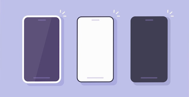 Cell phone icon blank frame mockup design flat front set mobile smartphone cellphone empty screen