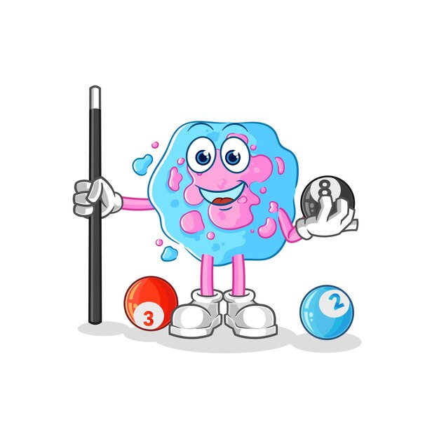 Vector cell plays billiard character cartoon mascot vector