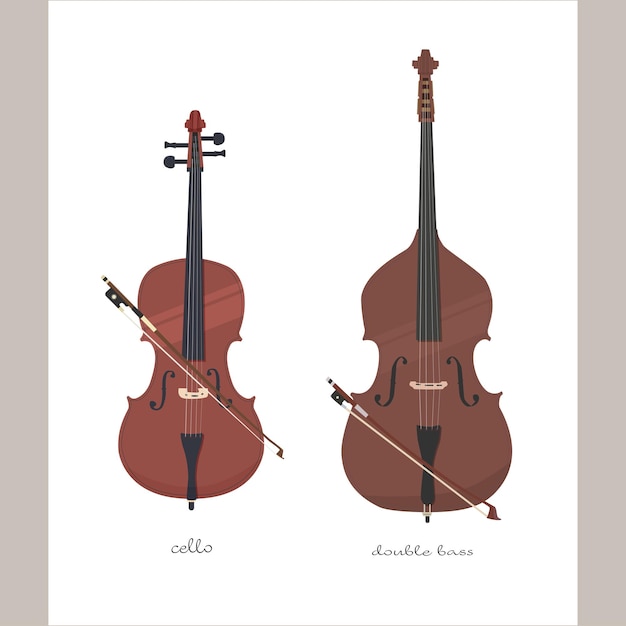 cello and double bass with bow