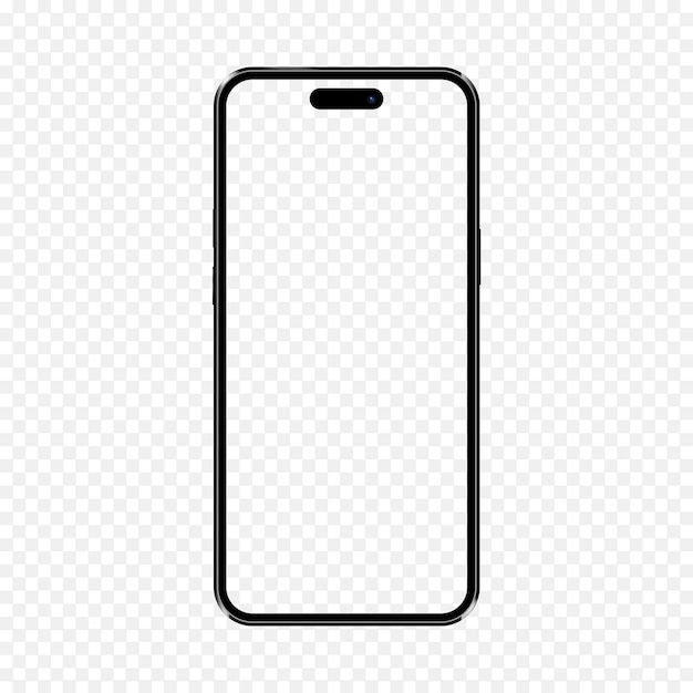 Vector cellphone frame with transparent screen isolated on transparent background