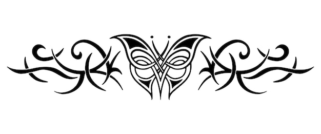 Celtic butterfly pattern. Oriental tattoo for the lower back. Girl's transferable temporary tattoo