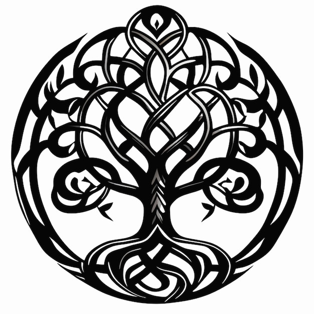 celtic style tree of life tattoo vector illustration