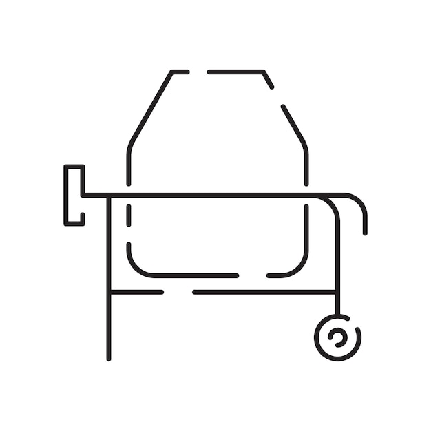 Cement mixer construction tools vector line icon