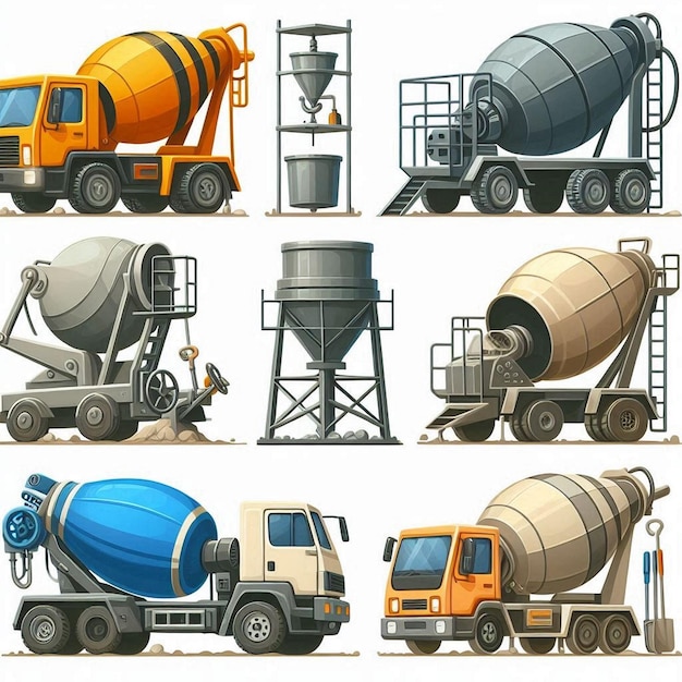 Vector cement mixer vector illustration