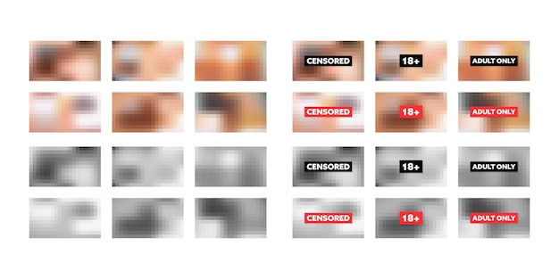 Censored pixel bar Set of blurred censorship background Nudity or adult content