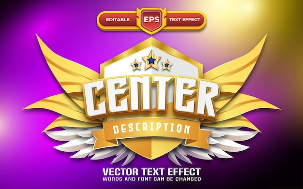 Center 3d game logo with editable text effect