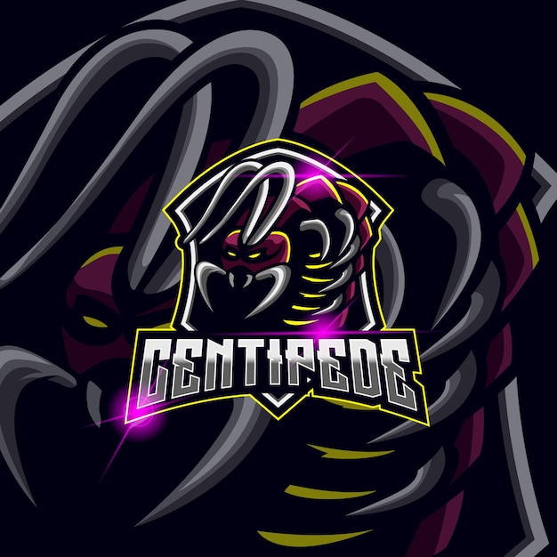 Centipede Angry Esport logo design template vector illustration