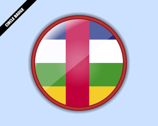 Central African R flag circle badge vector design rounded sign with reflection