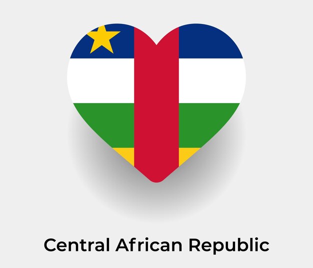 Central African Republic flag heart shape icon vector illustration