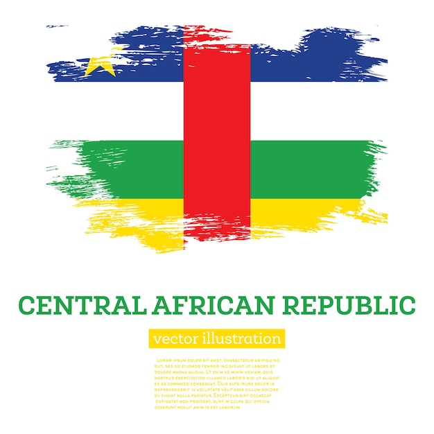 Central African Republic Flag with Brush Strokes Vector Illustration Independence Day