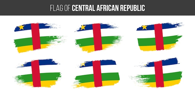 Central African Republic flags Brush stroke grunge vector illustration flag of Central African Rep