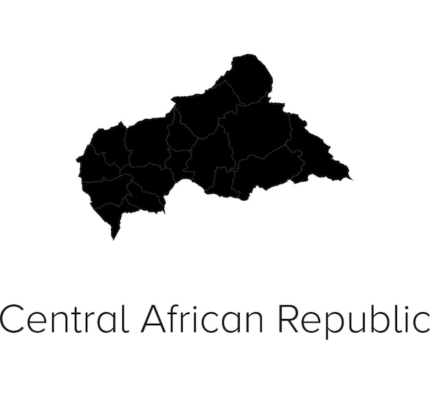 Vector central african republic map vector illustration silhouette outline central african republic travel and tourism map