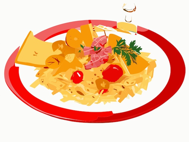 Vector central and eastern european cuisines choucroute sauerkraut with riesling vector illustration