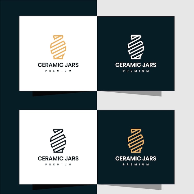 Ceramic jar design logo, made with lines.