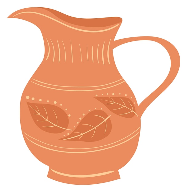 Ceramic jug in traditional style Hand drawn clay pitcher