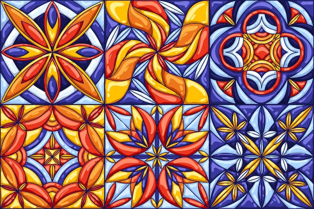 Ceramic tile pattern. Traditional ornate mexican talavera, portuguese azulejo or spanish majolica