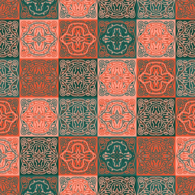 Ceramic tiles in patchwork style vector seamless pattern ethnic backgrounds