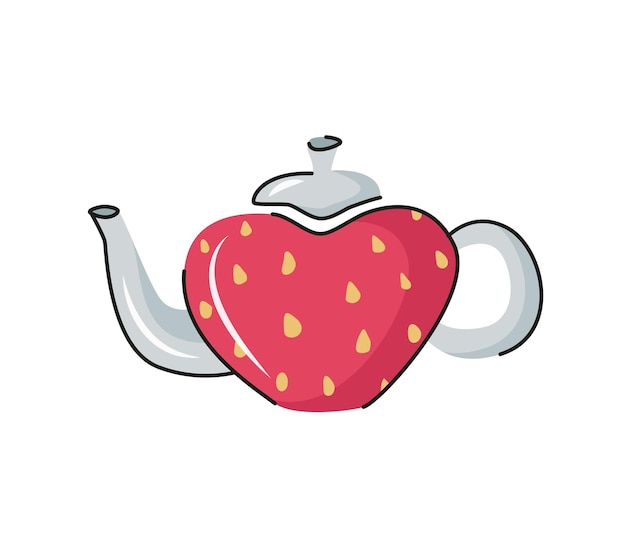 Ceramic vector teapot. Hand drawn kettle with decorative elements. 
Cartoon dishware,kitchen utensil