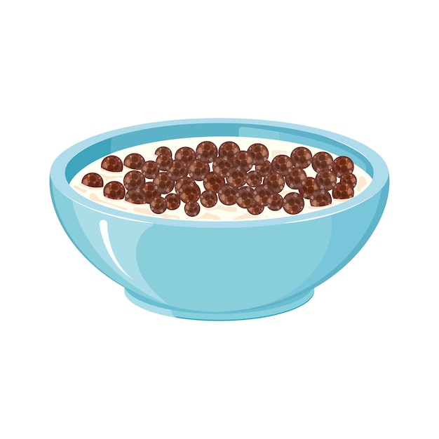 Cereal chocolate balls Cereal in bowl of milk Children sweet protein breakfast