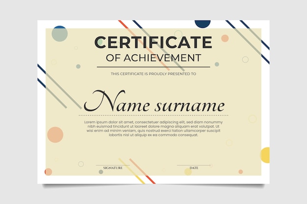 Certificate of achievement design template, vector illustration retro vintage geometric style