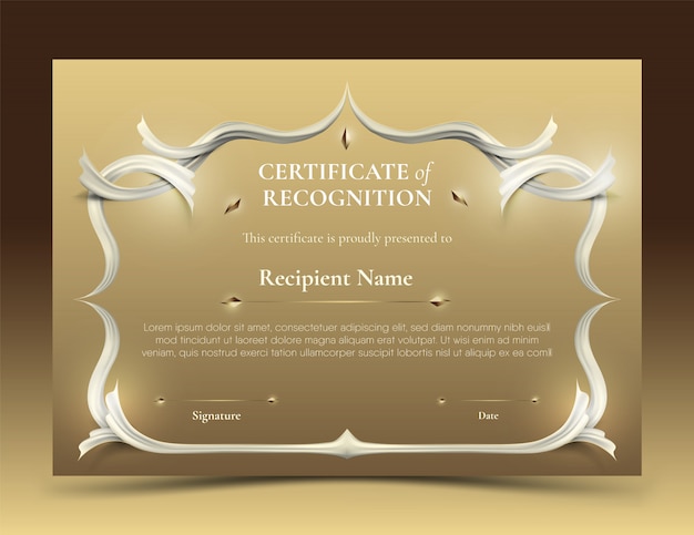 Certificate of achievement template vintage white border