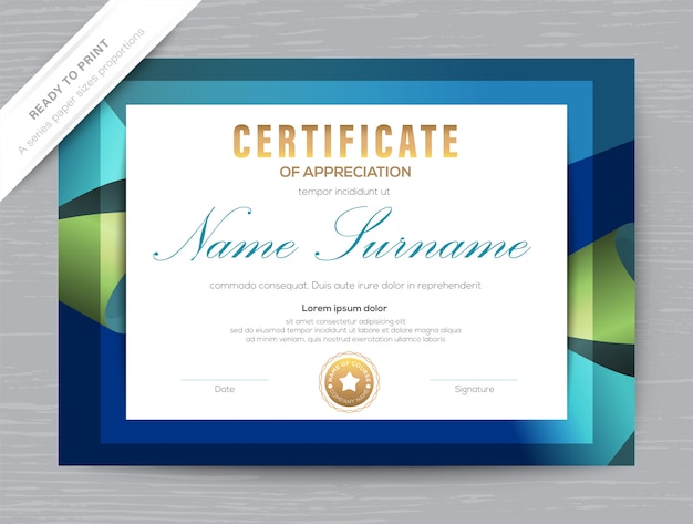 Certificate of Appreciation award diploma template